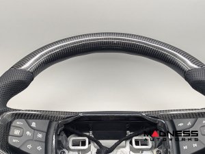 Ford Bronco Custom Steering Wheel - Carbon Fiber - Round Top - Black Stitching - Perforated Leather